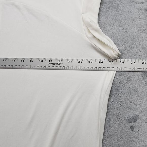 Lands End Top Womens 2X White Gold Zipper Shoulder Cuffed Cap Sleeves Stretch - Picture 9 of 11